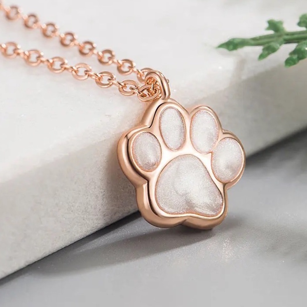 New 925 Rose Gold Vermeil Sterling Silver 925 Paw Print adjustable Necklace